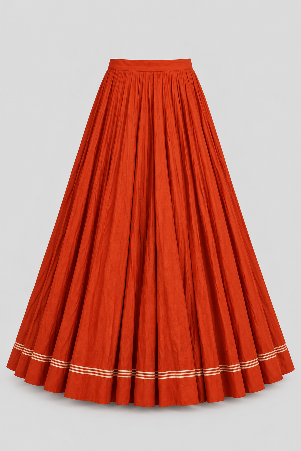 Rust Pure Cotton Lehenga 100 Kali 20-Meter Ghera