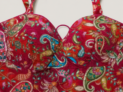 Pink Embroidered Corset Blouse