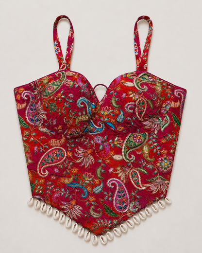 Pink Embroidered Corset Blouse