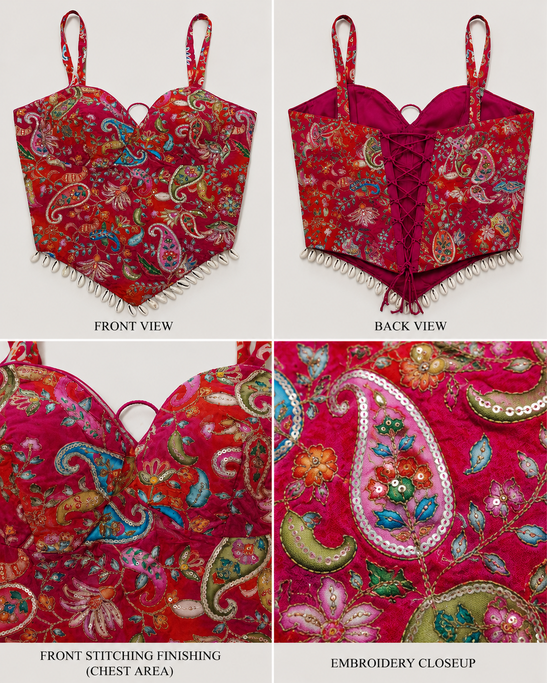 Pink Embroidered Corset Blouse