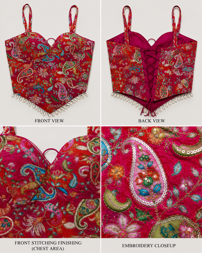 Pink Embroidered Corset Blouse
