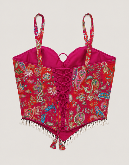 Pink Embroidered Corset Blouse