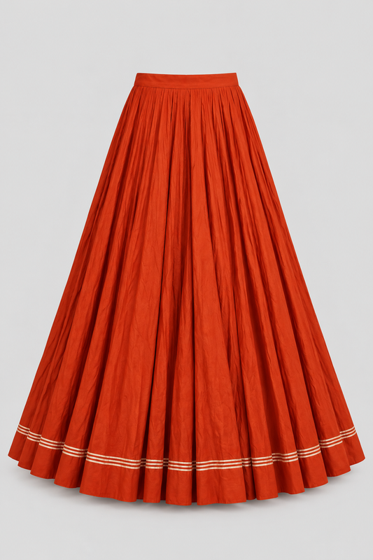 Rust Pure Cotton Lehenga  100 Kali  20-Meter Ghera
