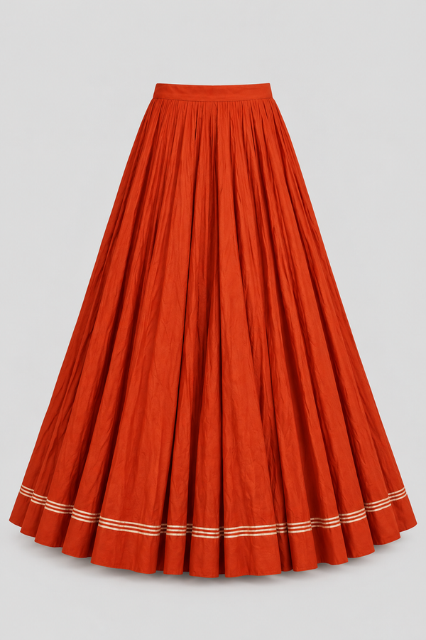 Rust Pure Cotton Lehenga  100 Kali  20-Meter Ghera