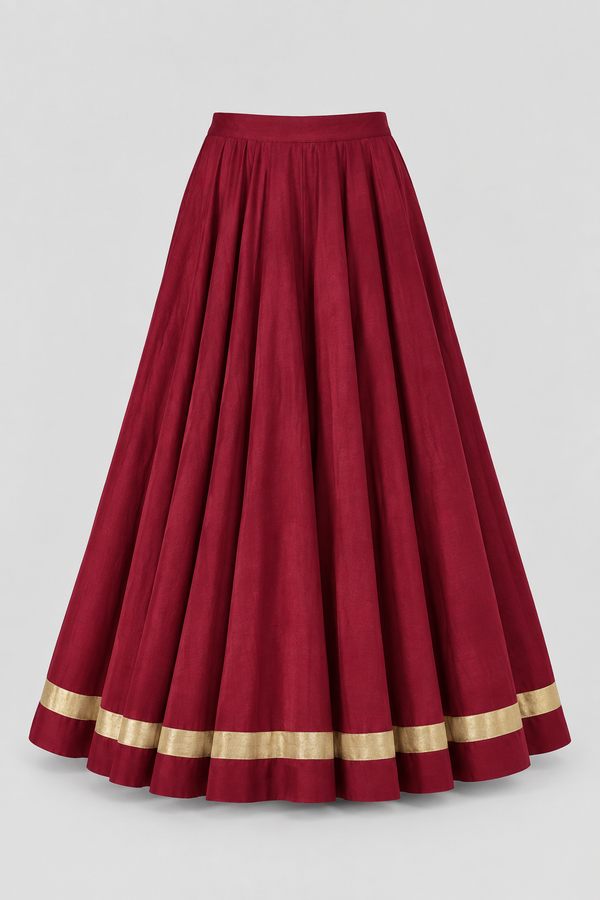 Maroon Pure Cotton Lehenga  10-Meter Ghera