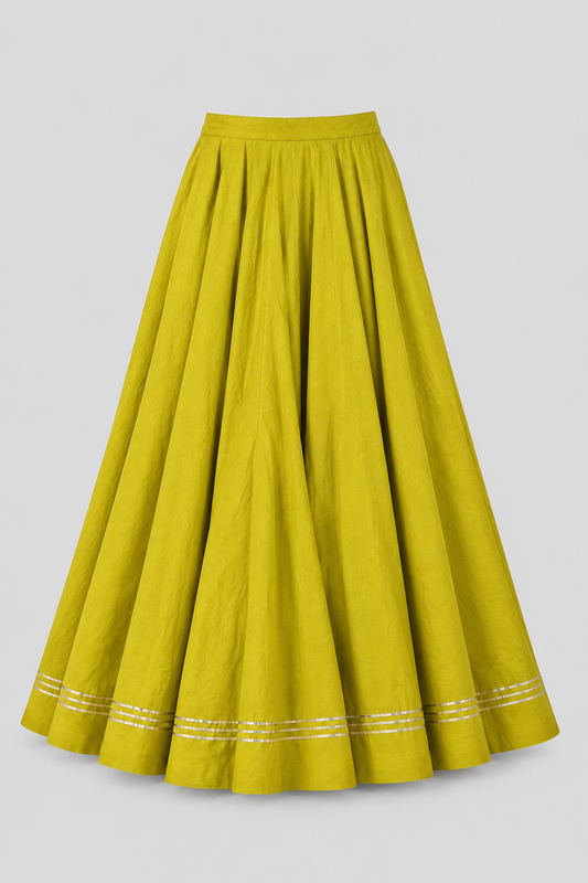 Mustard Yellow Pure Cotton Navratri Chaniya  10-Meter Ghera