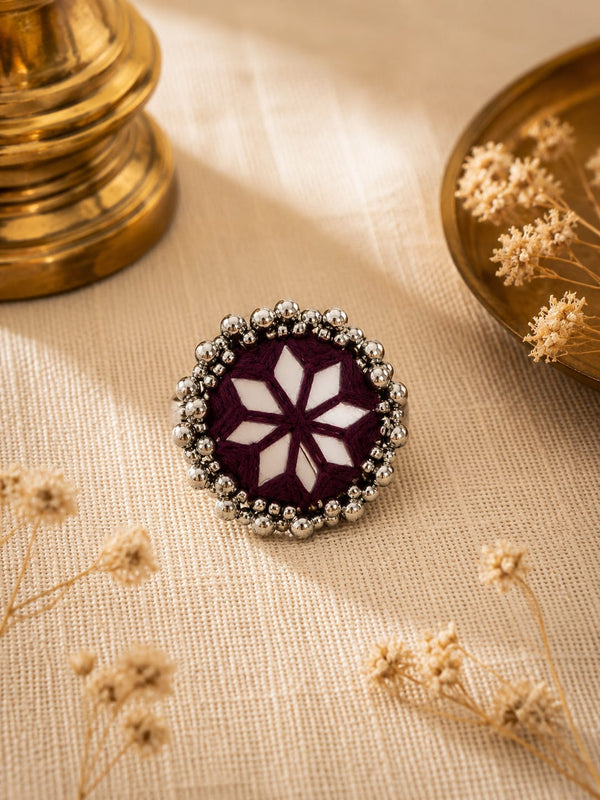Handcrafted Floral Thread Statement Ring